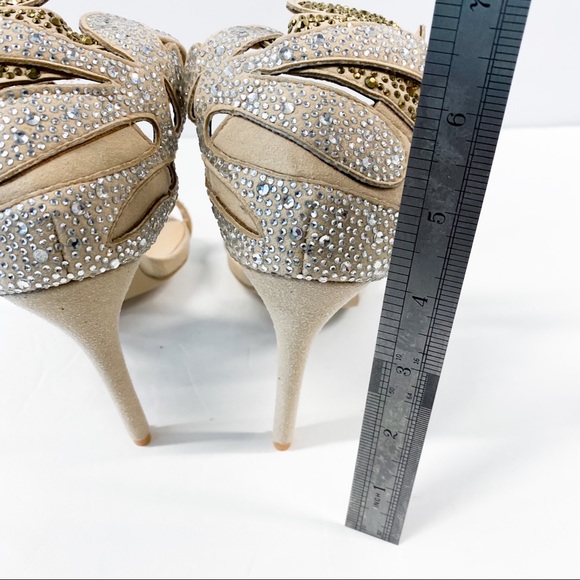Champagne Wedding Shoes Rhinestone Heels - Picture 8 of 10